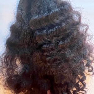 100% Human Hair Kinky Straight 3/4 Wig, 20 inches: